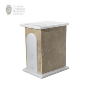 Beige & White Stone Memorial Urn