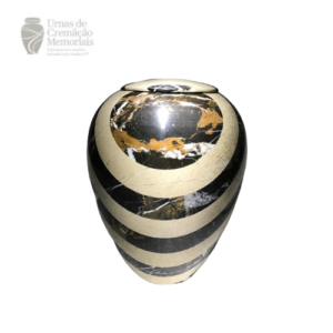 Striking Black & Sand Banded Marble Urn