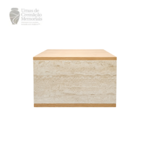 Modern Travertine & Wood-Finish Memorial urn